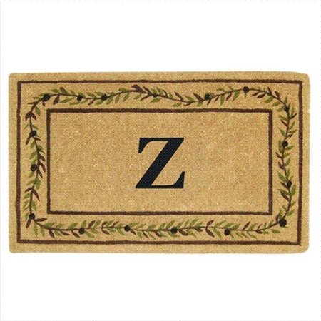 NEDIA HOME Nedia Home 02228Z Heavy Duty Coco Mat 22 x 36 In. Olive Branch Border Monogrammed Z O2228Z